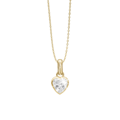 Sparkling Love Earring Pendant - Polished Gold Plated Sterling Silver with 1 Cubic Zirkonia