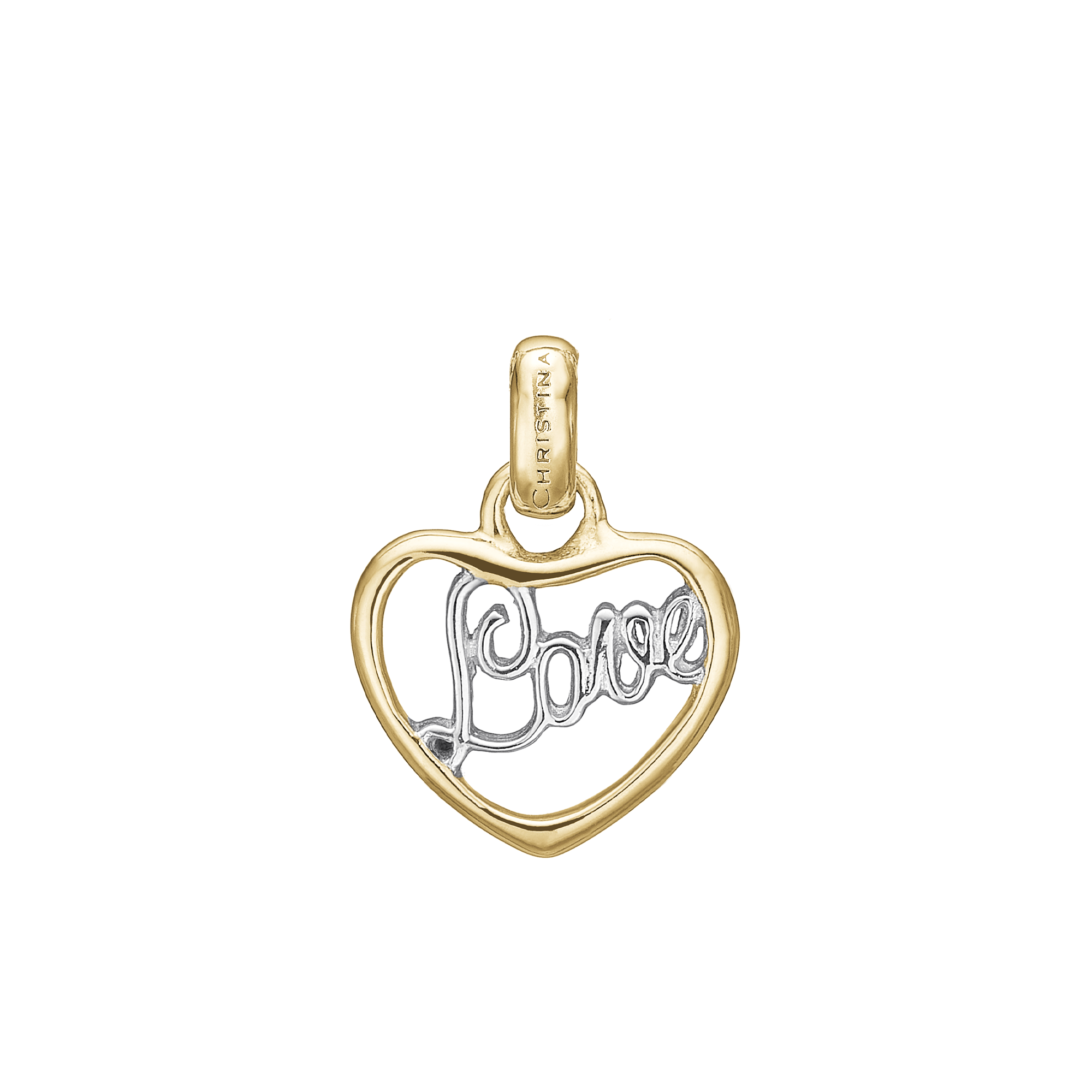Love Earring Pendant - Polished Gold Plated Sterling Silver