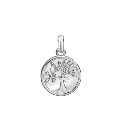 Tree of Life perlemor Earring Pendant - Polished Sterling Silver with 3 white Cubic Zirkonia