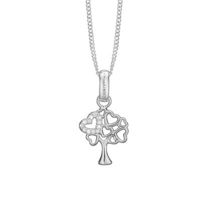 Tree of Hearts Earring Pendant - Polished Sterling Silver with 12 white Cubic Zirkonia