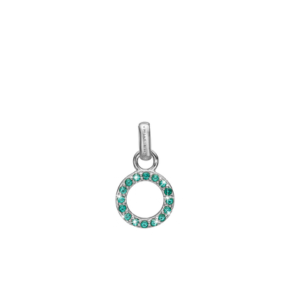 Green CZ Circle Earring Pendant - Sterling Silver with 16 Greenne Cubic Zirkonia