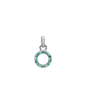 Green CZ Circle Earring Pendant - Sterling Silver with 16 Greenne Cubic Zirkonia