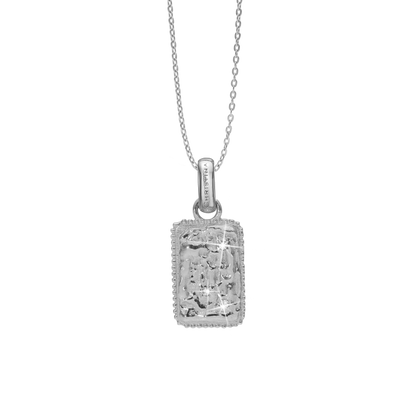 Antique square Earring Pendant - Polished Sterling Silver with 3 white Cubic Zirkonia