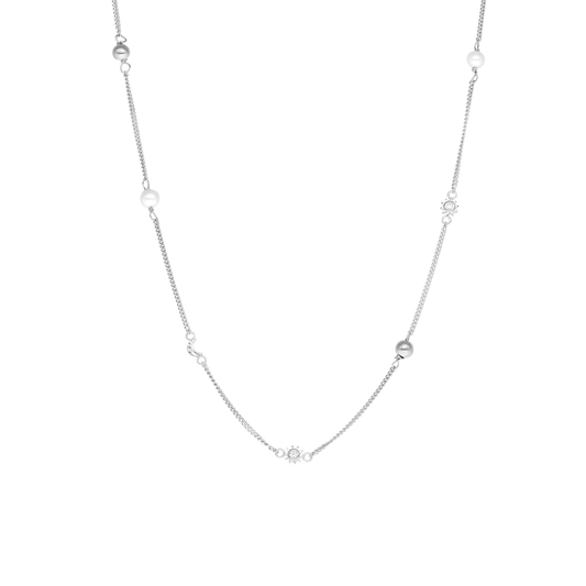 Day & Night Necklace - Polished Sterling Silver with 2 white Ferskvandsperler