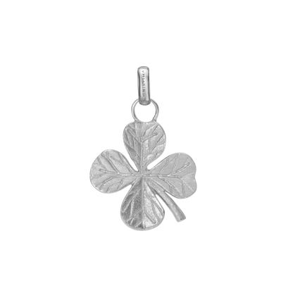 Big FoWatch Leaf Clover Earring Pendant - Brushed Sterling Silver