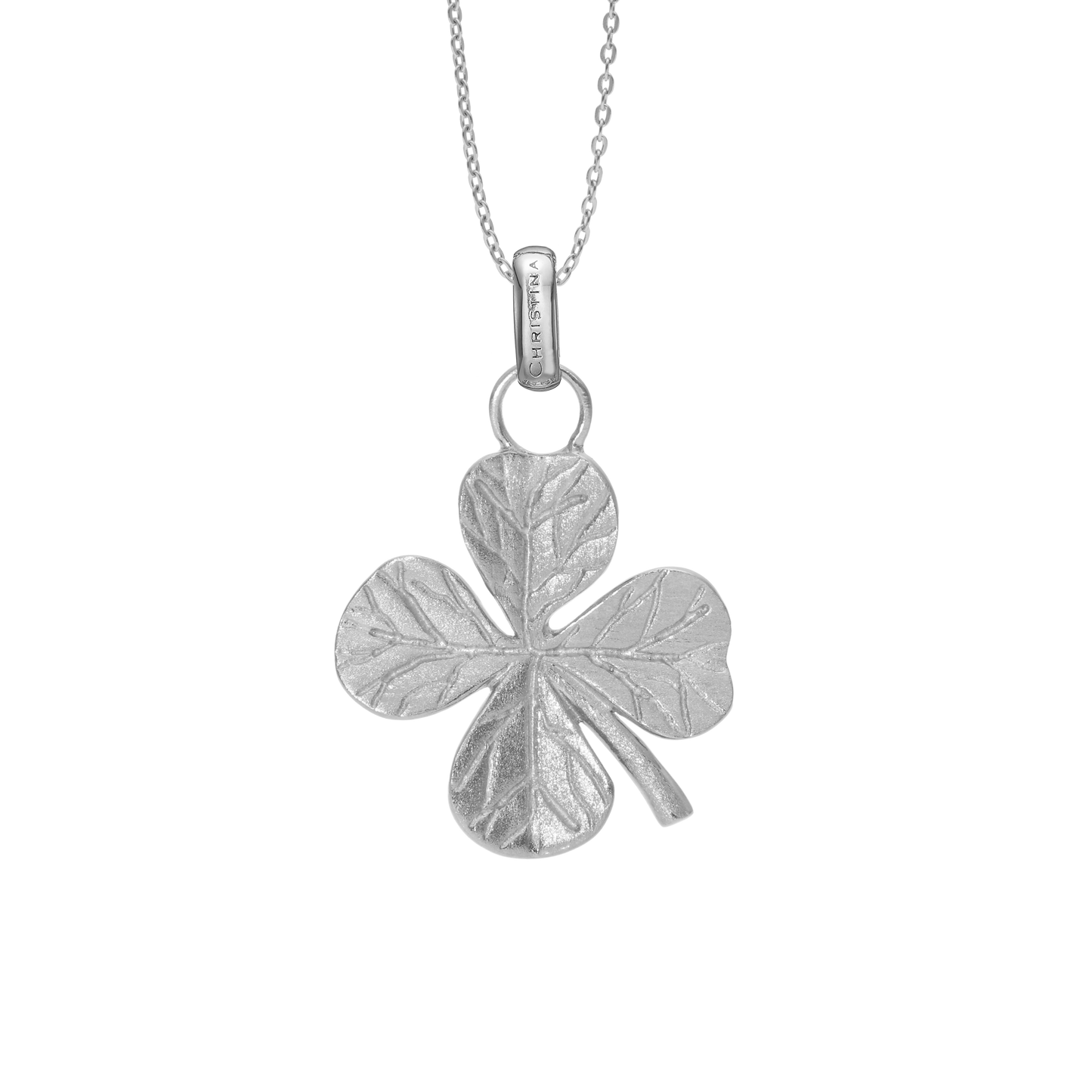 Big FoWatch Leaf Clover Earring Pendant - Brushed Sterling Silver