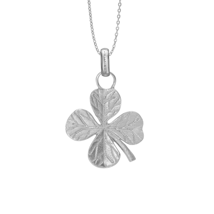 Big FoWatch Leaf Clover Earring Pendant - Brushed Sterling Silver