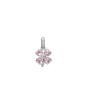 Pink Heart Clover Earring Pendant - Polished Sterling Silver with 5 Pinke Cubic Zirkonia