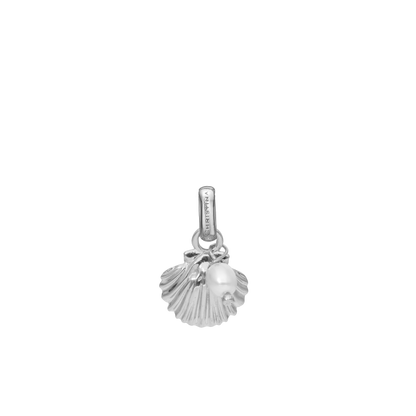 Clam shell Earring Pendant - Polished Sterling Silver with 1 Ferskvandsperle