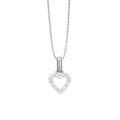 Shimmery Heart Earring Pendant - Polished Sterling Silver with 18 white Cubic Zirkonia
