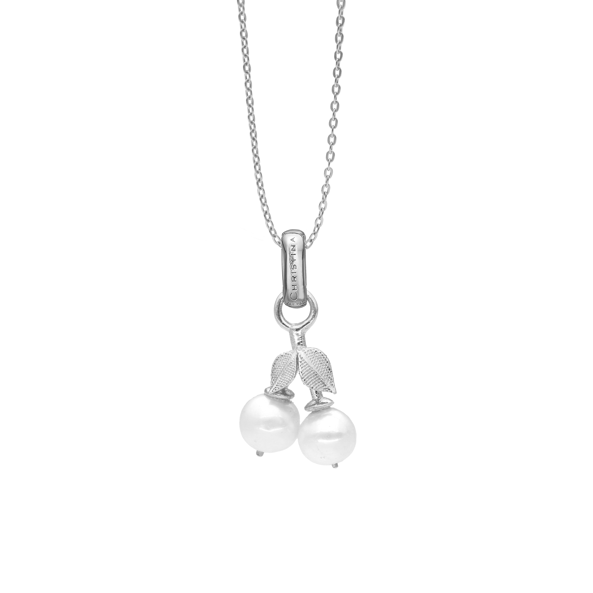 Pearl Cherries Pendant - Satin Sterling Silver with 2 Freshwater pearls