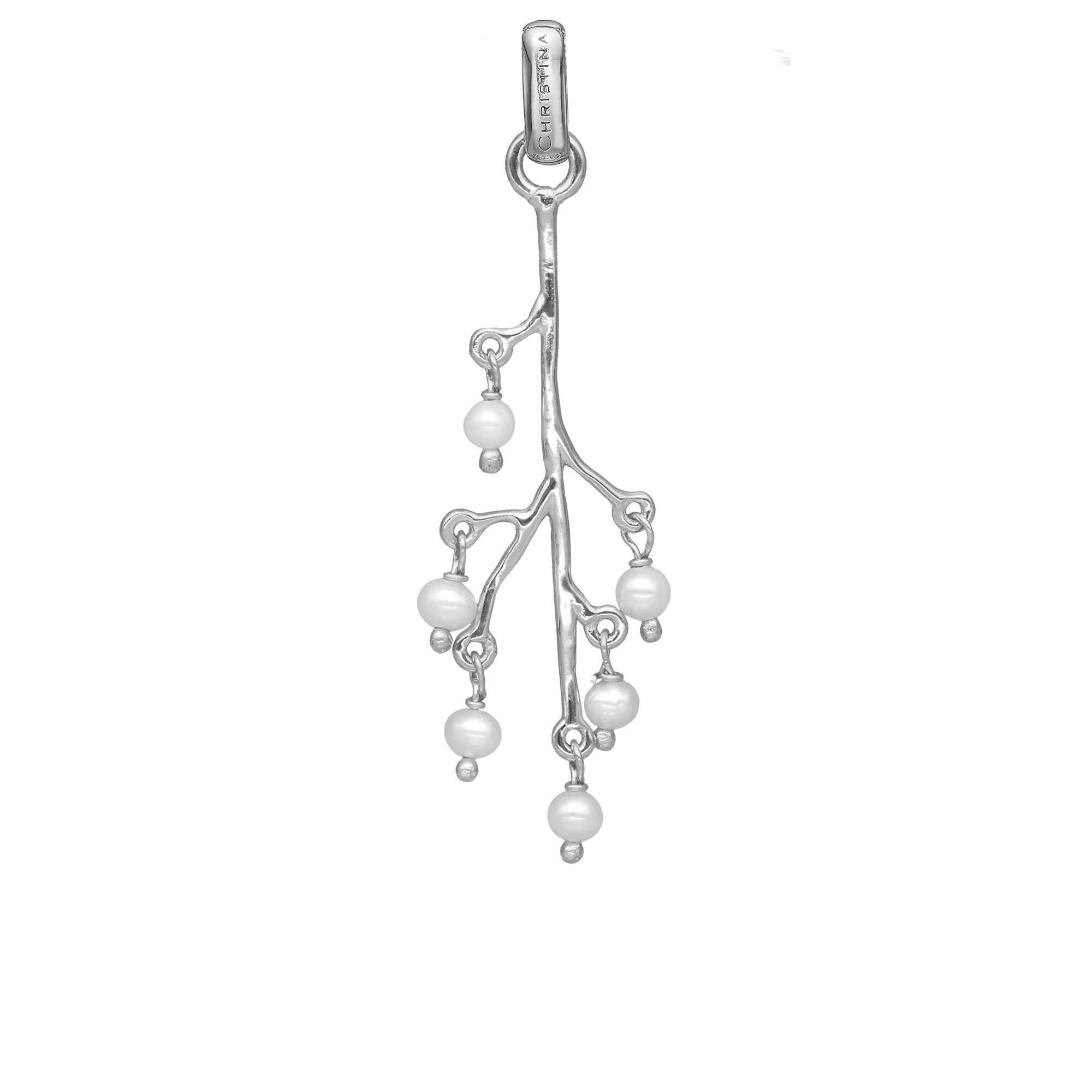 Cherry Tree Pendant - Polished Sterling Silver with 6 Freshwater pearls