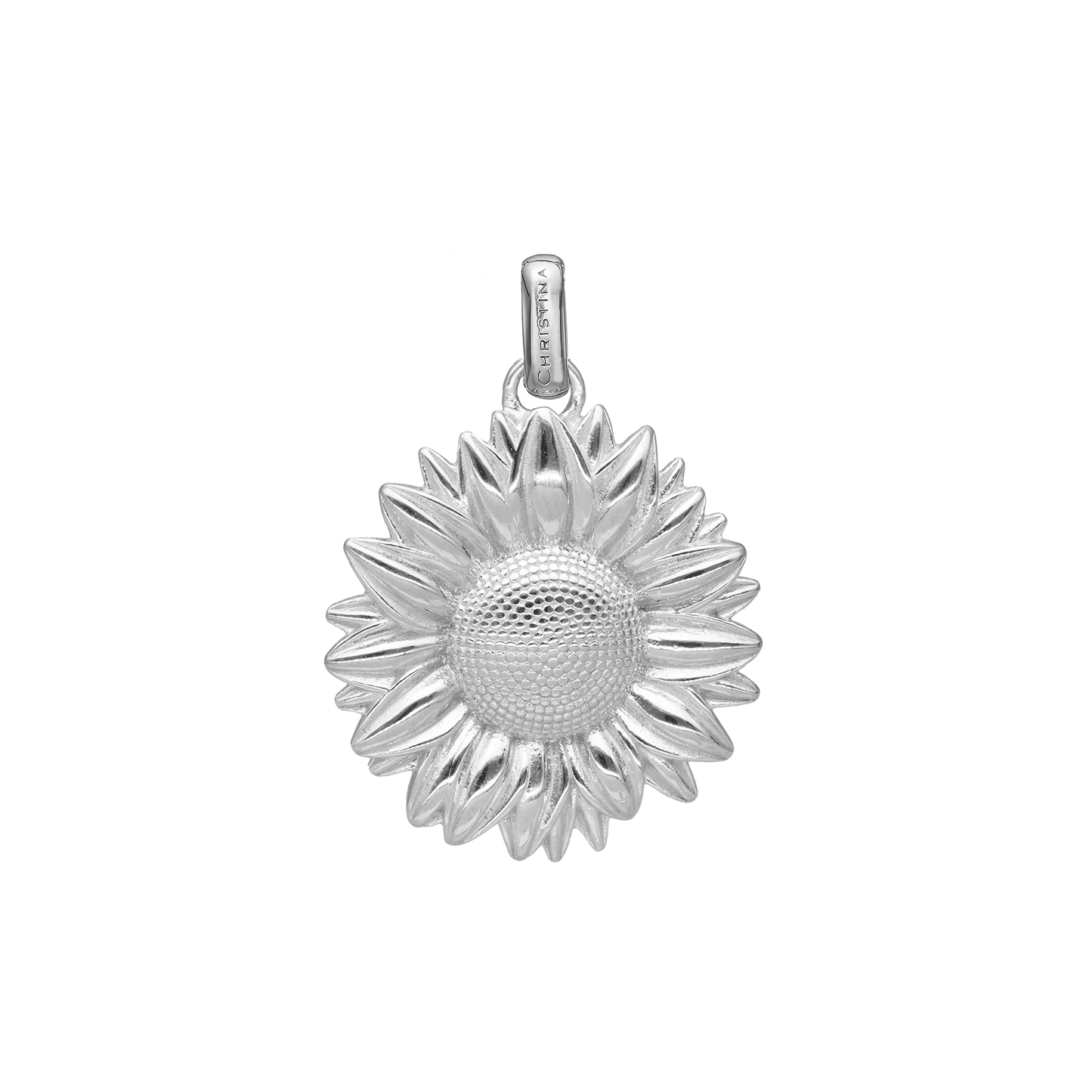 Sunflower Earring Pendant - Polished Sterling Silver