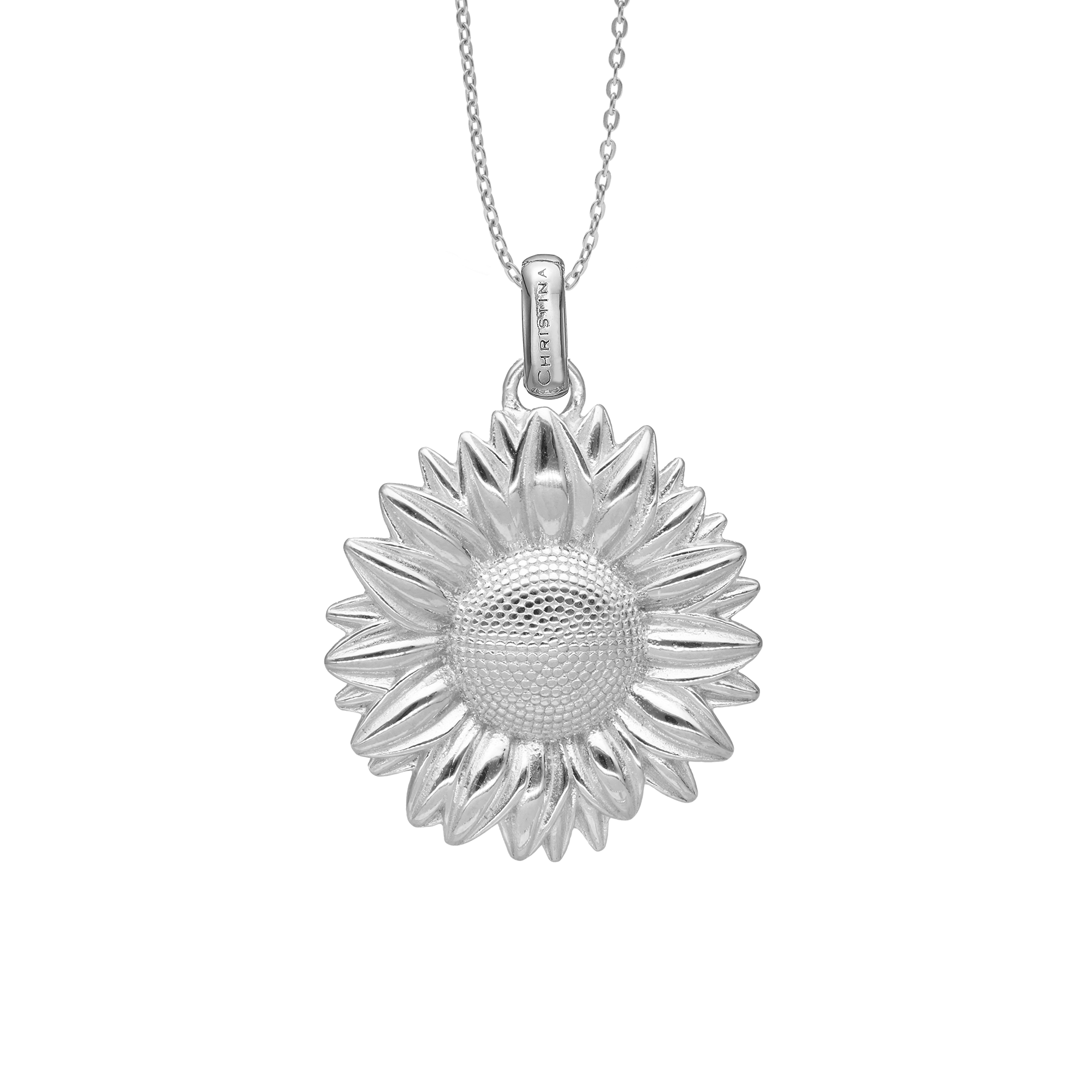 Sunflower Earring Pendant - Polished Sterling Silver