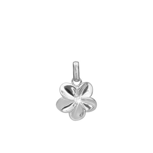 Flower Bouquette Earring Pendant - Polished Sterling Silver with 1 Cubic Zirkonia