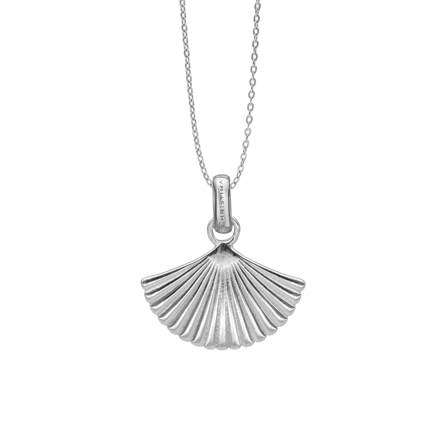 Fan Earring Pendant - Polished Sterling Silver