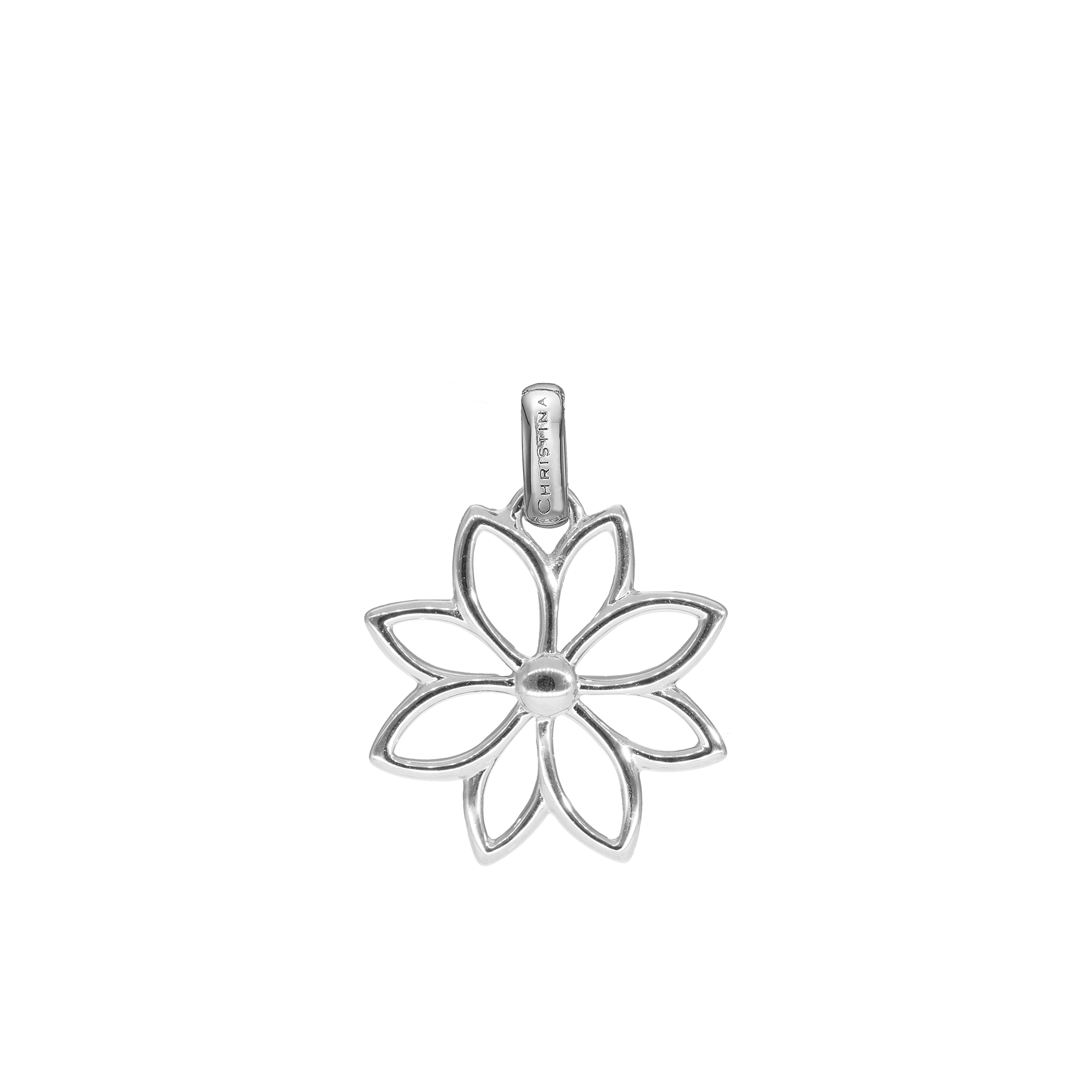 Simple Flower Earring Pendant - Polished Sterling Silver