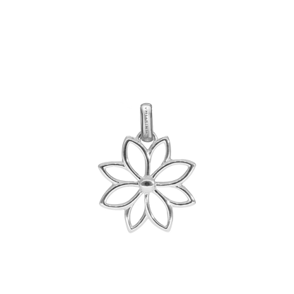 Simple Flower Earring Pendant - Polished Sterling Silver