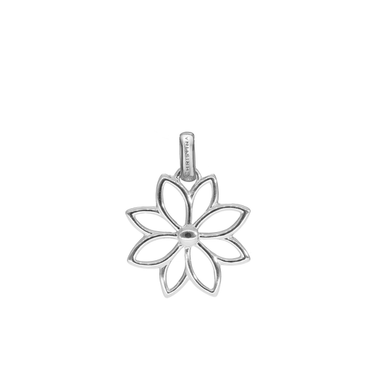 Simple Flower Earring Pendant - Polished Sterling Silver