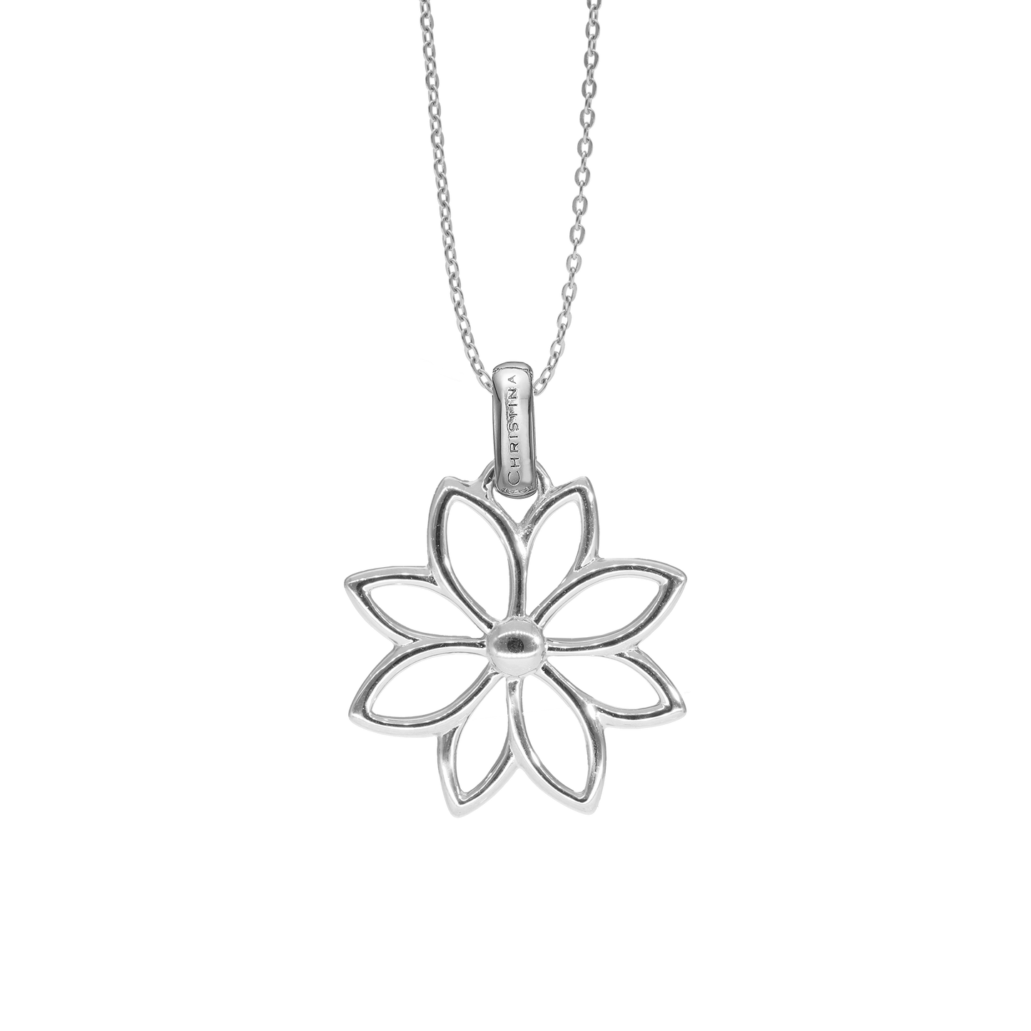 Simple Flower Earring Pendant - Polished Sterling Silver