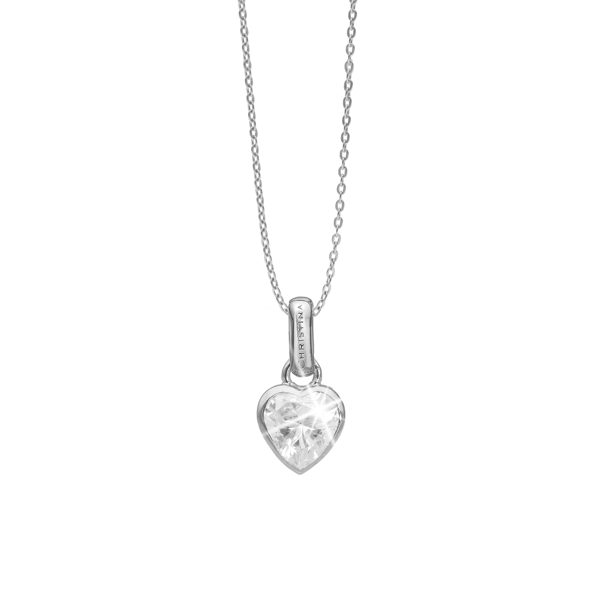 Sparkling Love Earring Pendant - Polished Sterling Silver with 1 Cubic Zirkonia