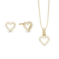 Shimmery Heart Smykkesæt - Gold Plated Sterling Silver with Cubic Zirkonia