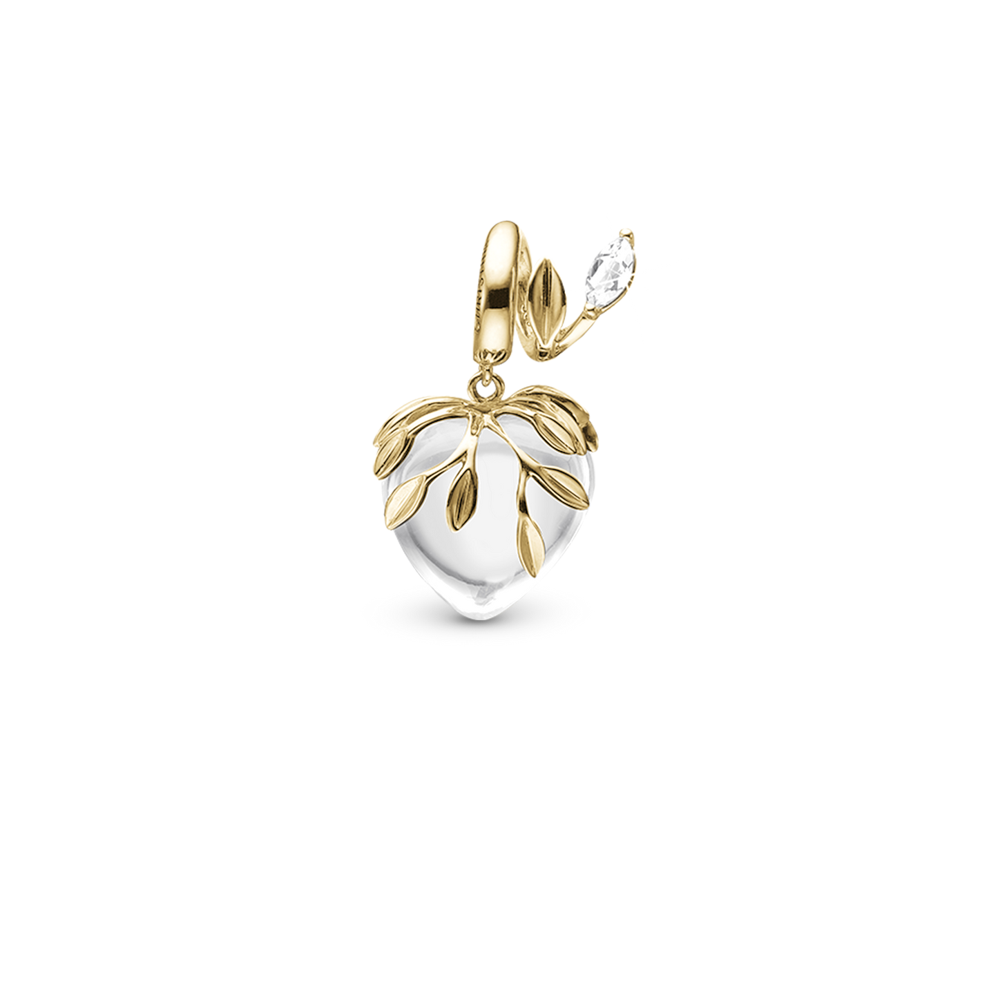 White Nature Charm 6 mm for Classic Leather Bracelet – 14K Gold with 2 Moonstones