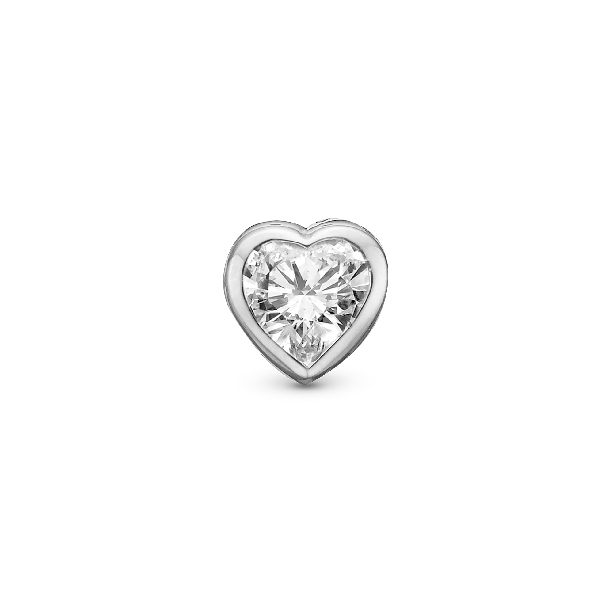 True hearted Charm 6 mm - White Gold 14 karat with 1 Topas