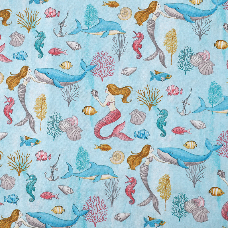 Pure Cotton Organic Cartoon Ocean Pattern Clothing Diy Fabric