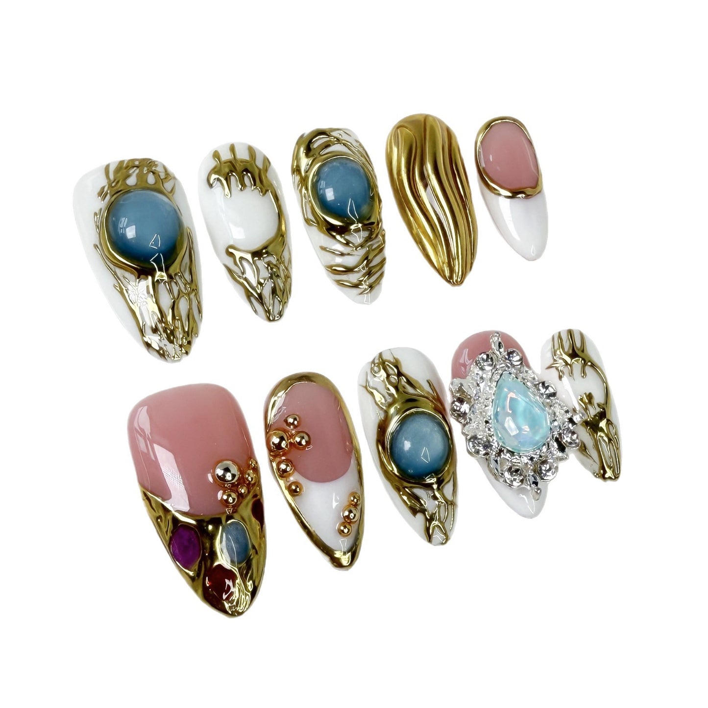 Metallrelief Mandel Nagelkunst Eis Transparent Französisch Pure Desire Heavy Industry Wear Nail