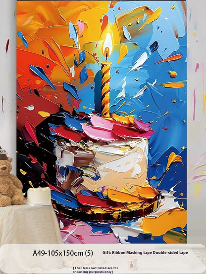 Birthday Party Layout Cake Hanging Cloth Children Background Wall