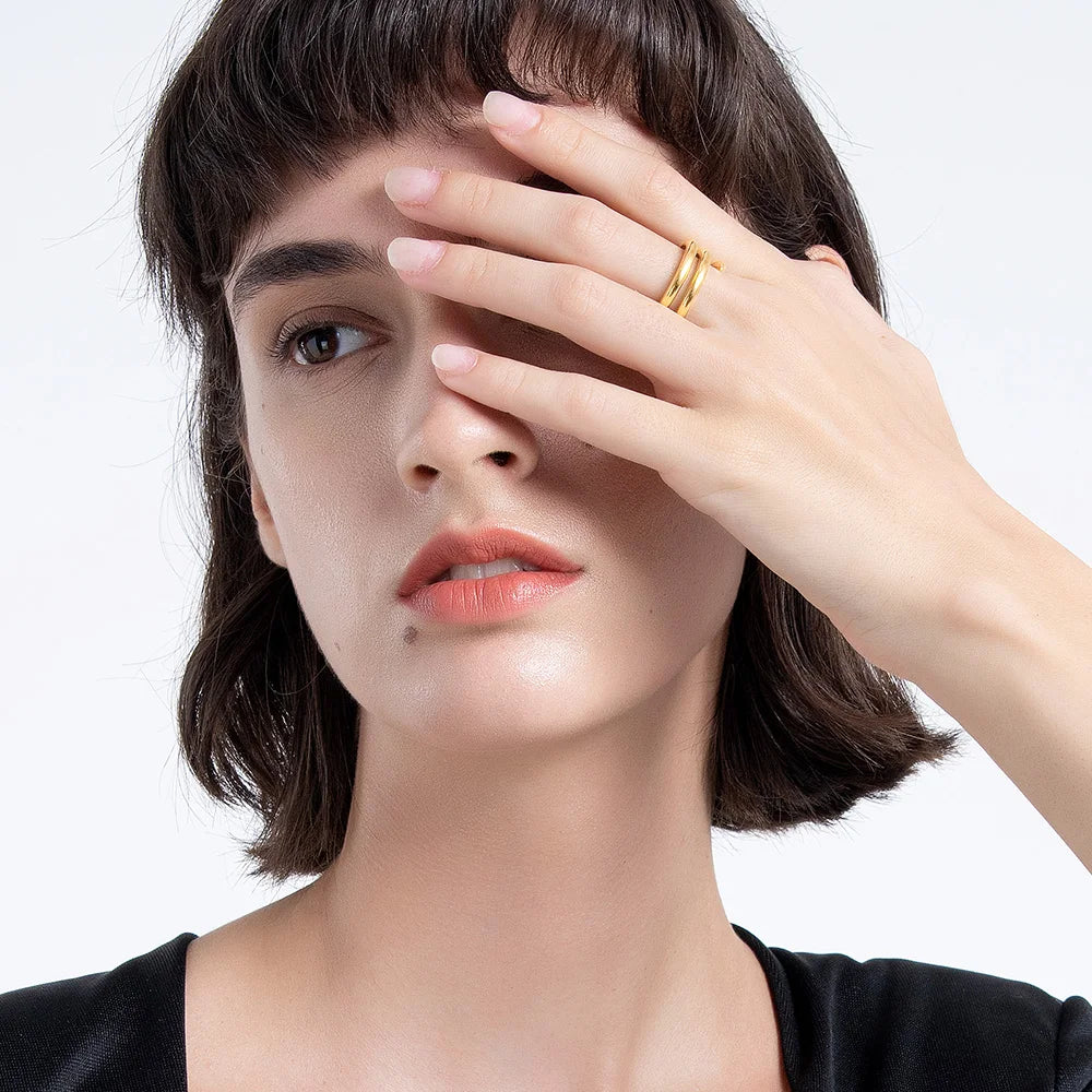 Spiral Line Rings For Women Gold Color Simple Ring Fashion Jewelry Stainless Steel Party