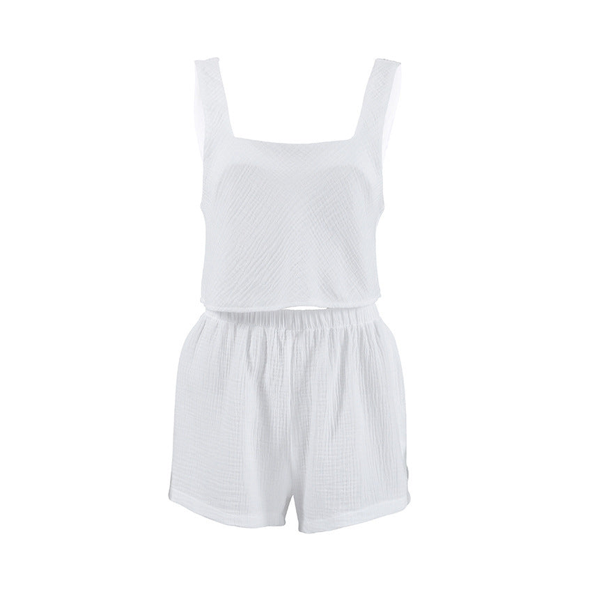 Yarn Cotton Pajamas Comfortable Vest Shorts Set