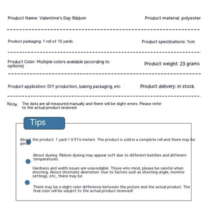 Packing Ribbon Love Pattern Flowers Ribbon Wedding Celebration Decoration Ribbon