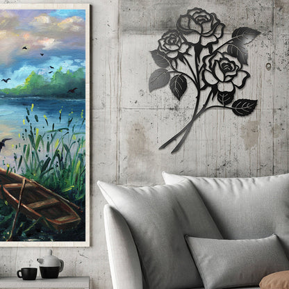 Metallrosen-Wanddekoration, Wandbehang aus Eisen