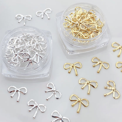 Alloy Bow Nail Ornament Light Luxury Advanced Bow Gold And Silver Nail Accessories