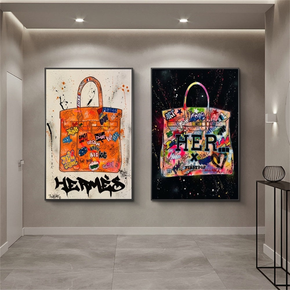 Moderne Graffiti-Taschen, Leinwandbilder, abstrakte Poster und Wandkunst – beliebte Dekorationen fürs Wohnzimmer