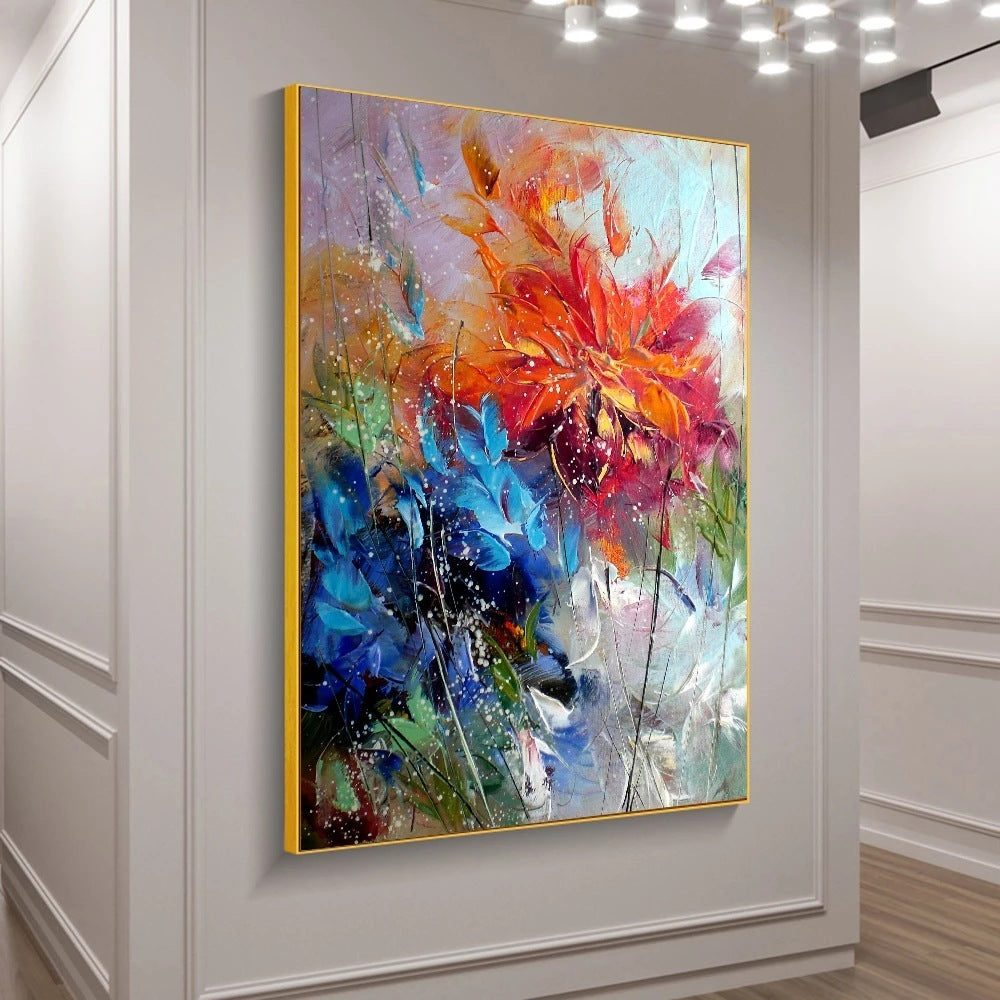 Abstract Watercolor Blue Organge Flower Canvas Canvas Painting Wall Posters And Printing Pictures Art Home Room Decoration
