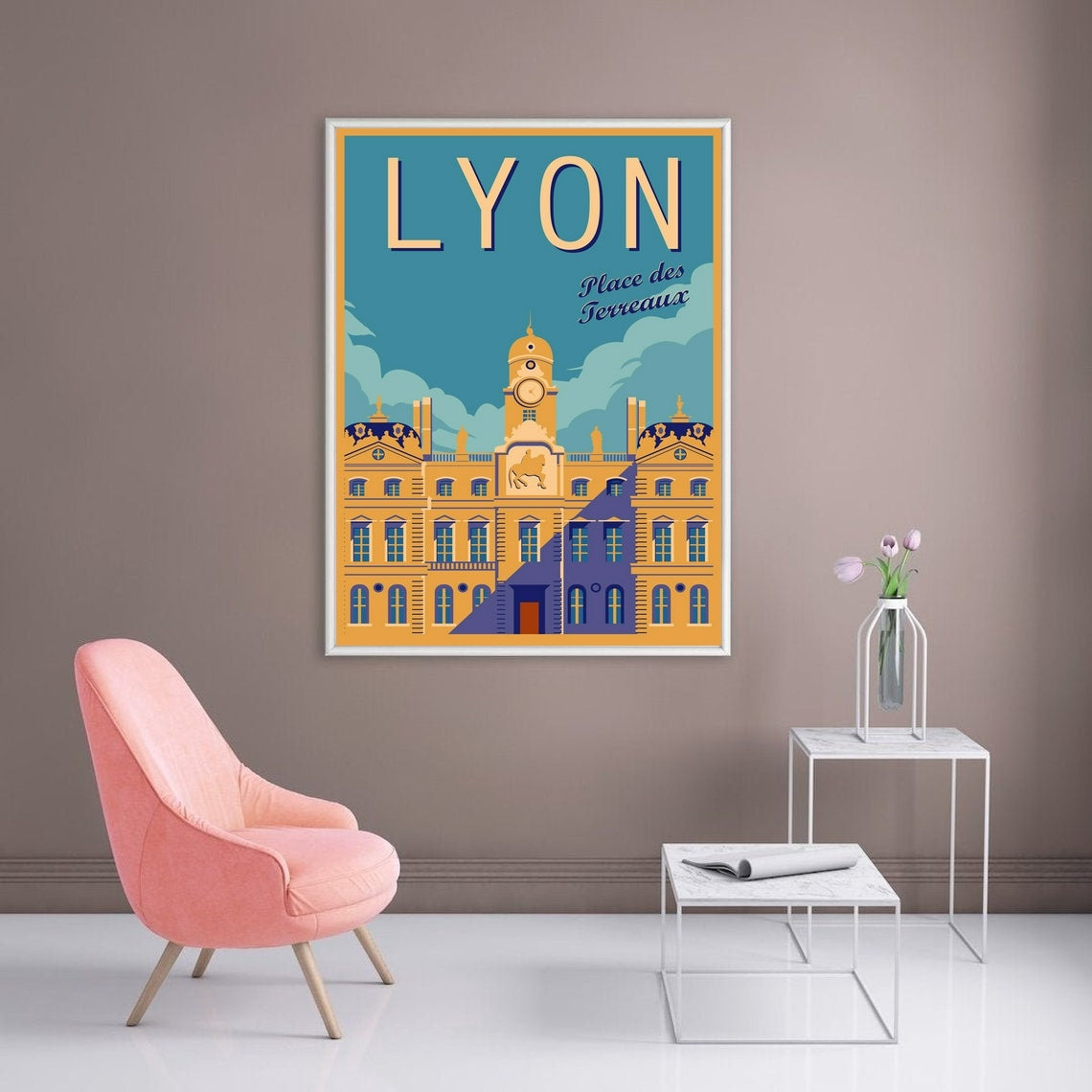 Lyon Kunst Wandposter Vintage-Reisen durch Frankreich