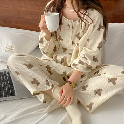 Atmungsaktives Baumwollgarn Homewear-Pyjama-Set