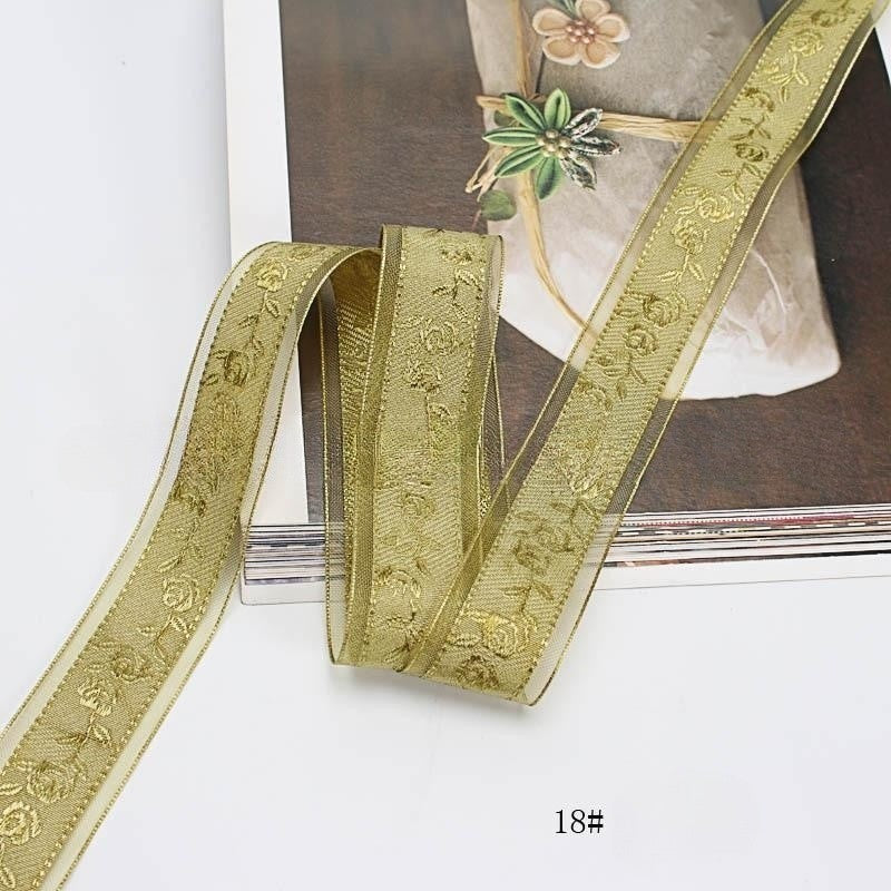 Textured Rose Jacquard Snow Yarn Ribbon Holder Ribbon Diy Butterfly Companion Hand Gift Ribbon Ornament Material