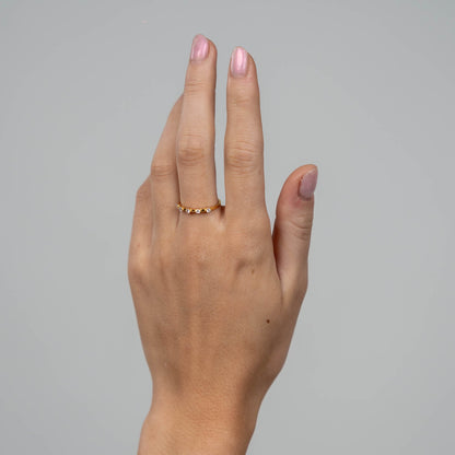 Simple Life Style Ring - Gold Plated Sterling Silver with 5 white Cubic Zirkonia