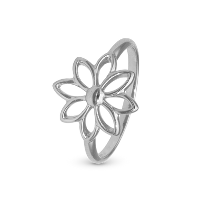 Simple Flower Ring - Polished Sterling Silver