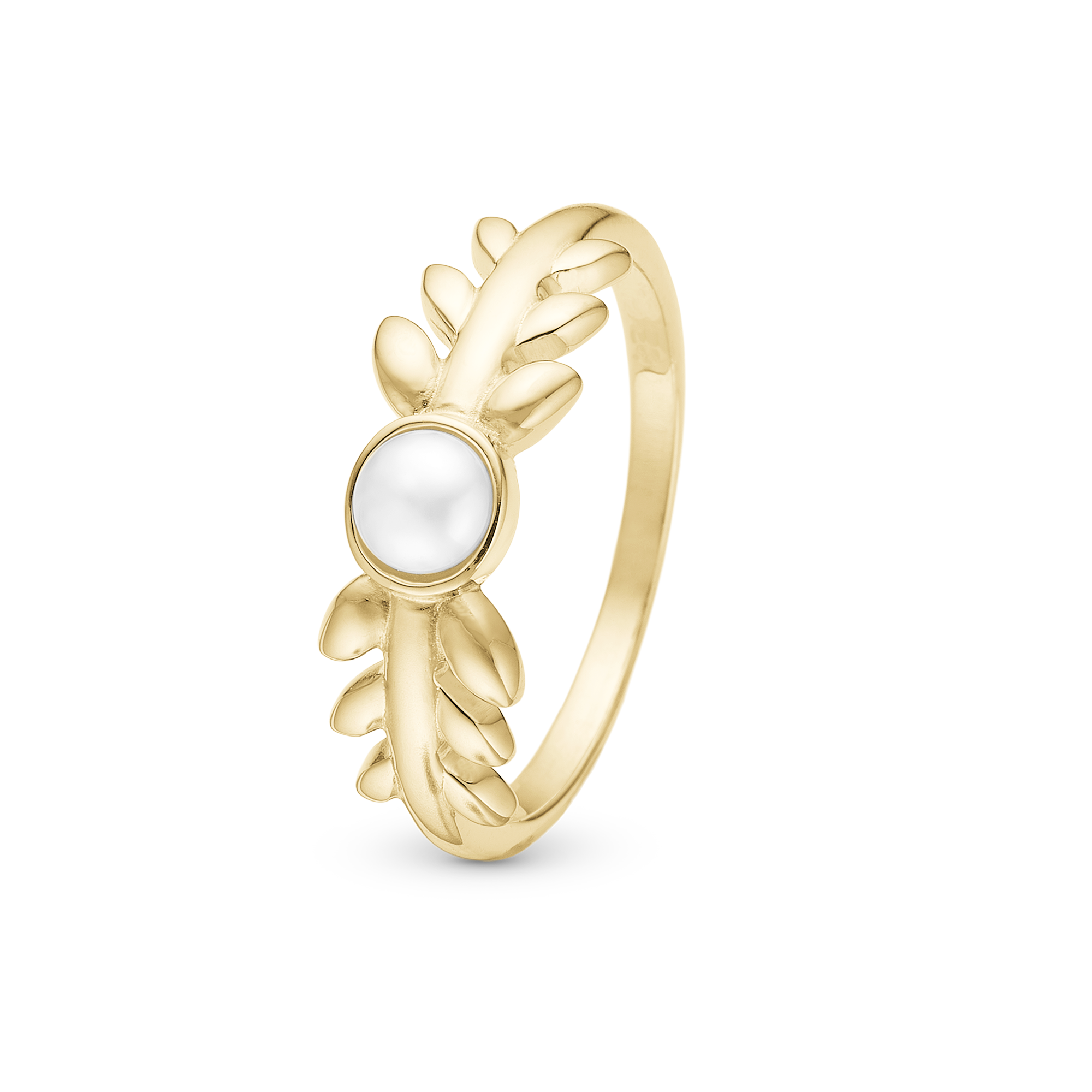 Pearl & Nature Ring - Gold Plated Sterling Silver with 1 Freshwater pearls