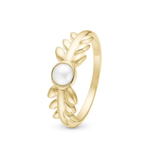 Pearl & NatWatche Ring - Gold Plated Sterling Silver with 1 Ferskvandsperle
