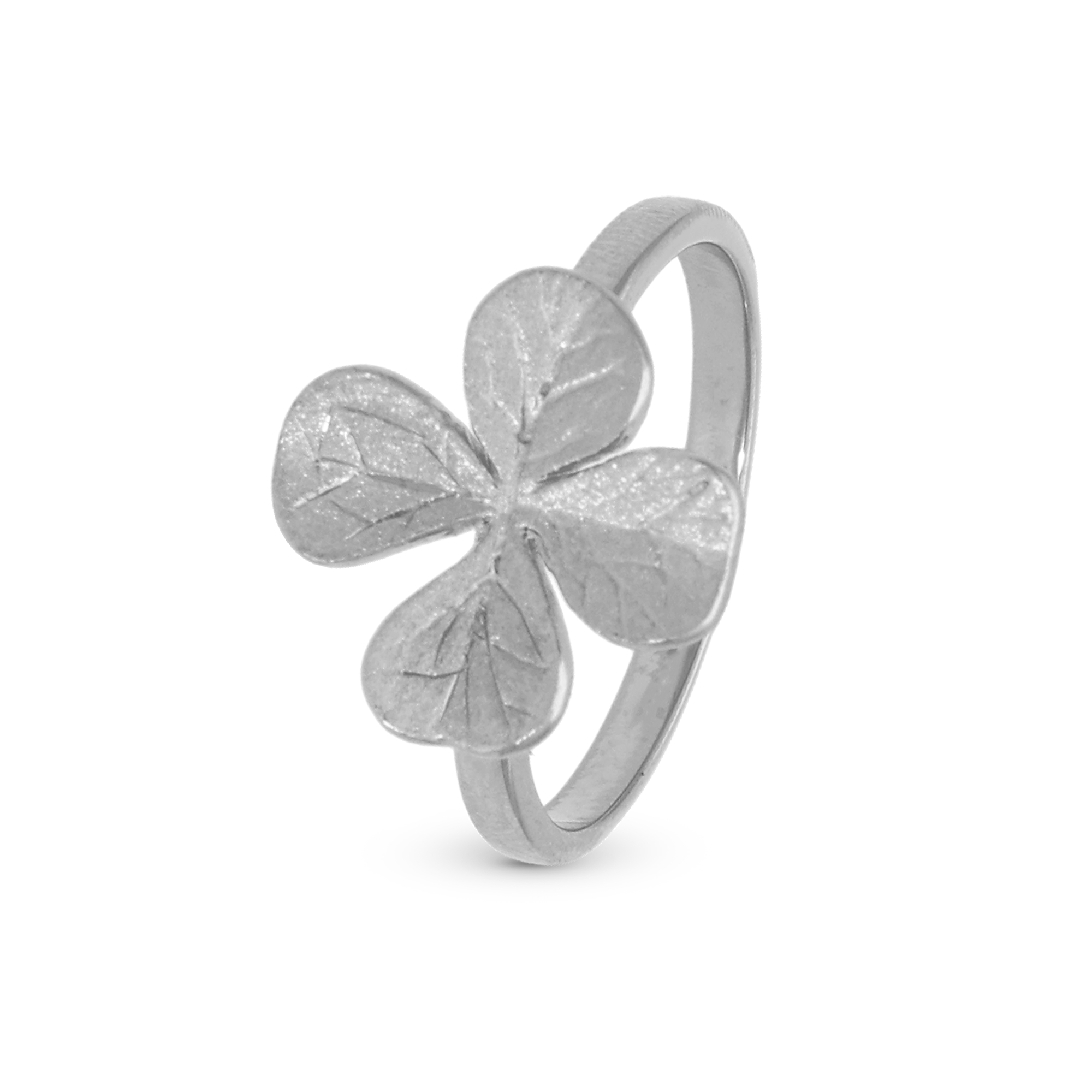 Four Leaf Clover Ring - Polished / Matte Sterling Silver