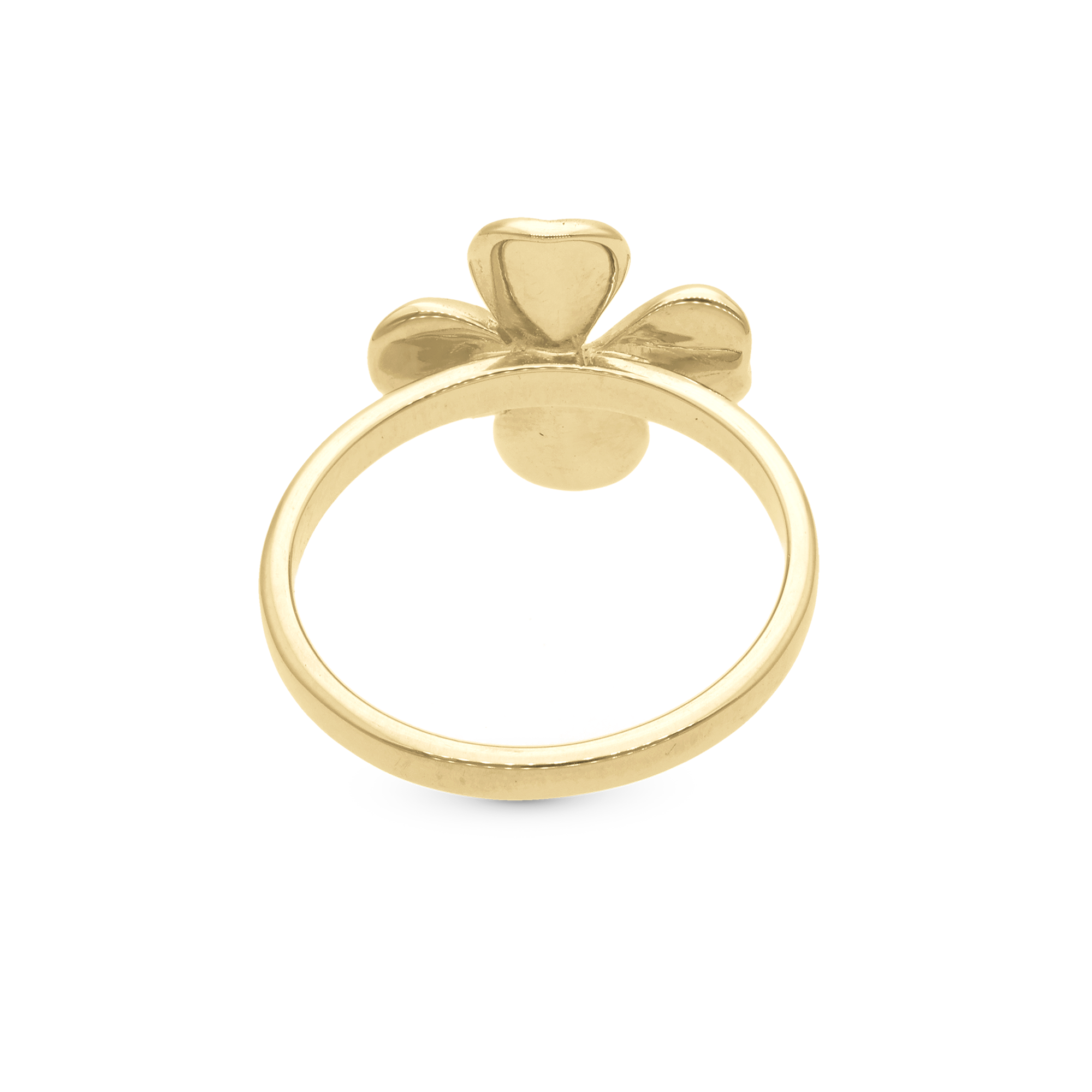 Four Leaf Clover Ring - Polished/Matte Gold Plated Sterling Silver
