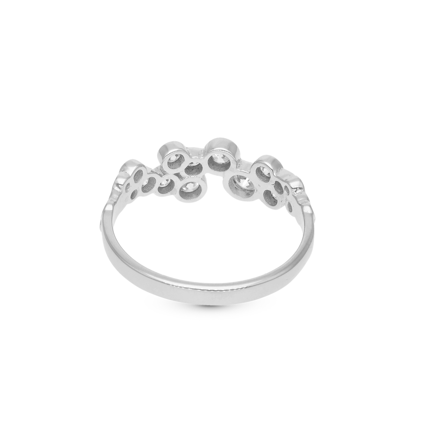 Bubbles Ring - Polished Sterling Silver with 15 white Cubic Zirkonia