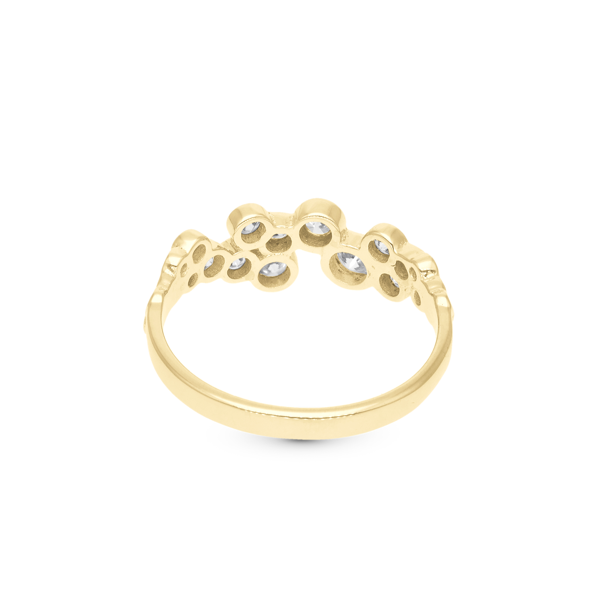 Bubbles Ring - Polished Gold Plated Sterling Silver with 15 white Cubic Zirkonia