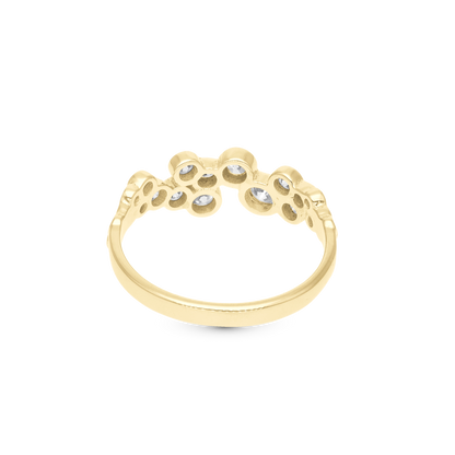 Bubbles Ring - Polished Gold Plated Sterling Silver with 15 white Cubic Zirkonia